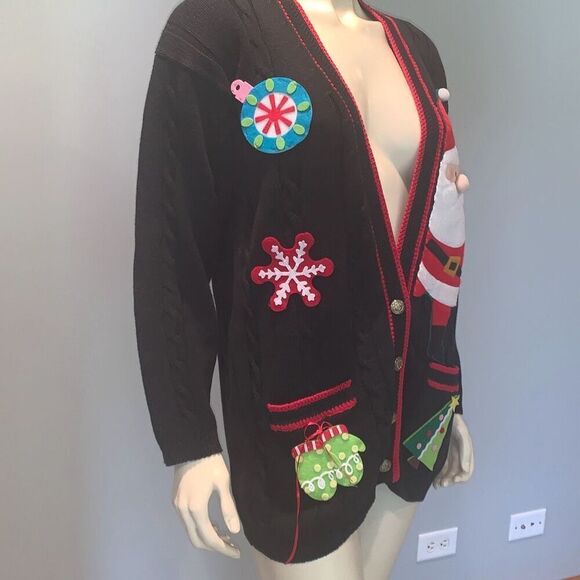Vintage Jantzen Christmas Santa Holiday Button Down Cardigan Sweater Size XL - Picture 4 of 15